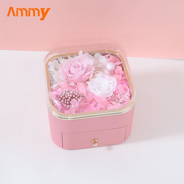 Ammy Valentine's Day gift Preserved Flowers Creative new rose jewelry gift box eternal flower drawer jewelry packaging box