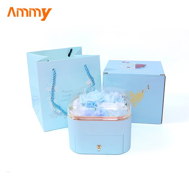 Ammy Valentine's Day gift Preserved Flowers Creative new rose jewelry gift box eternal flower drawer jewelry packaging box