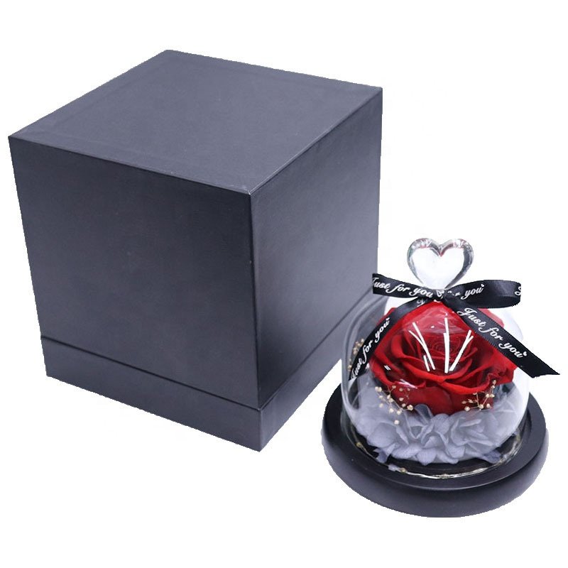 YAYUN A-1033 Eternal Life Rose Preserved Flower In Glass For Valentine's Day
