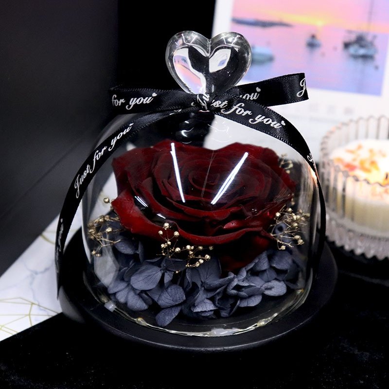 YAYUN A-1033 Eternal Life Rose Preserved Flower In Glass For Valentine's Day