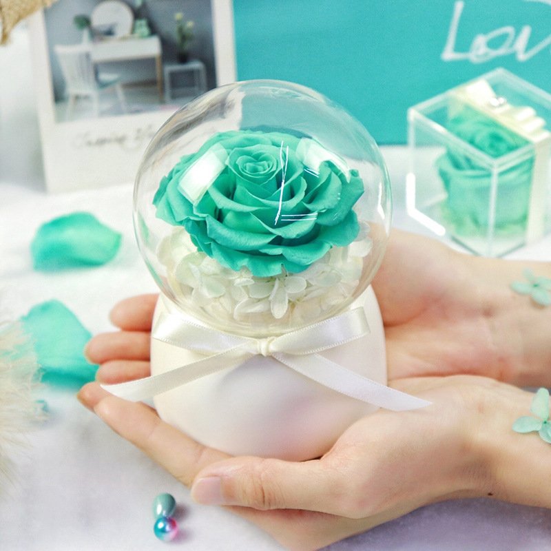 Rotating rose gift box preserved rose eternal forever long life mini preserved globe rose