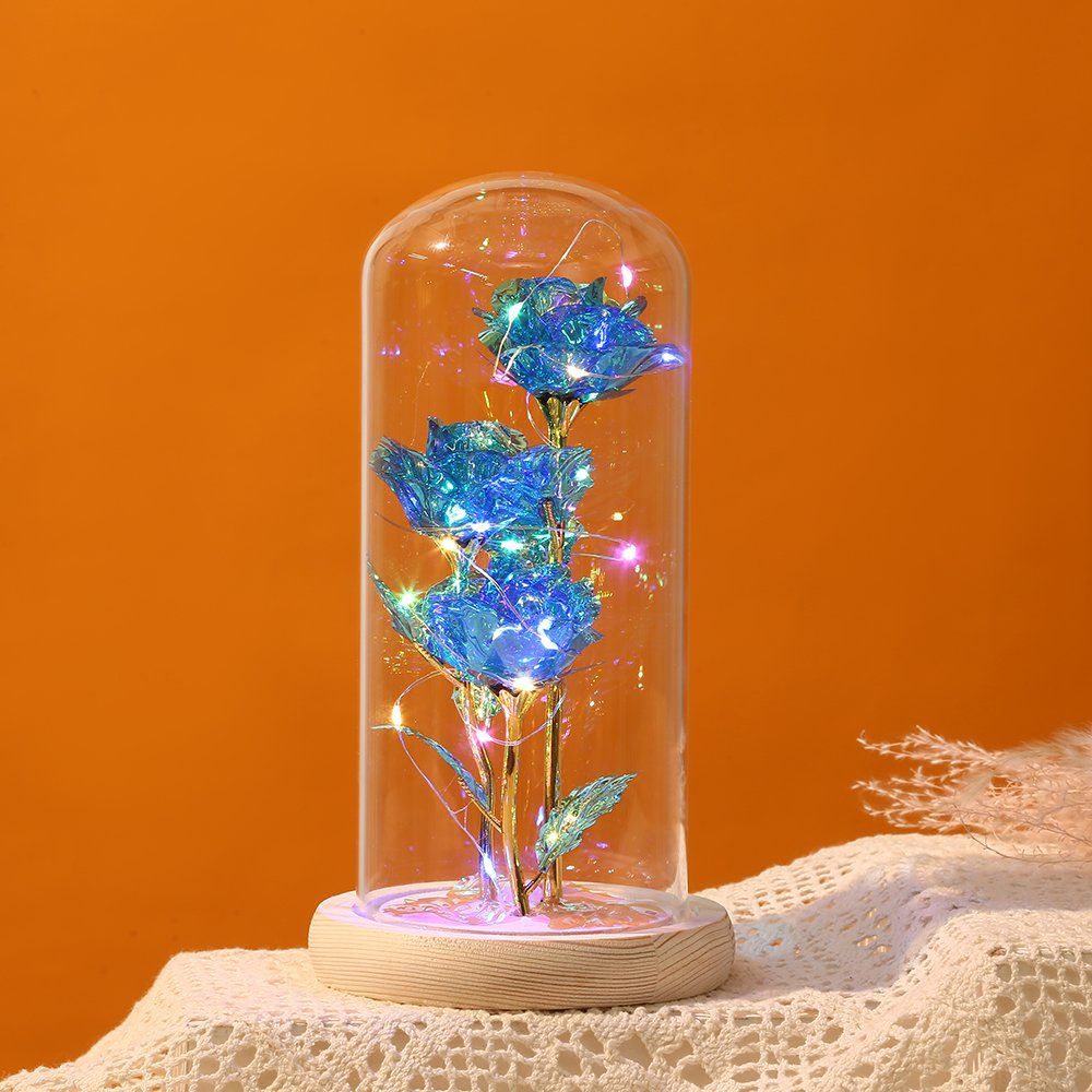 Beauty and The Beast Rose Flowers Anniversary Rose Gift Artificial Flower Light up Rose in Glass Dome