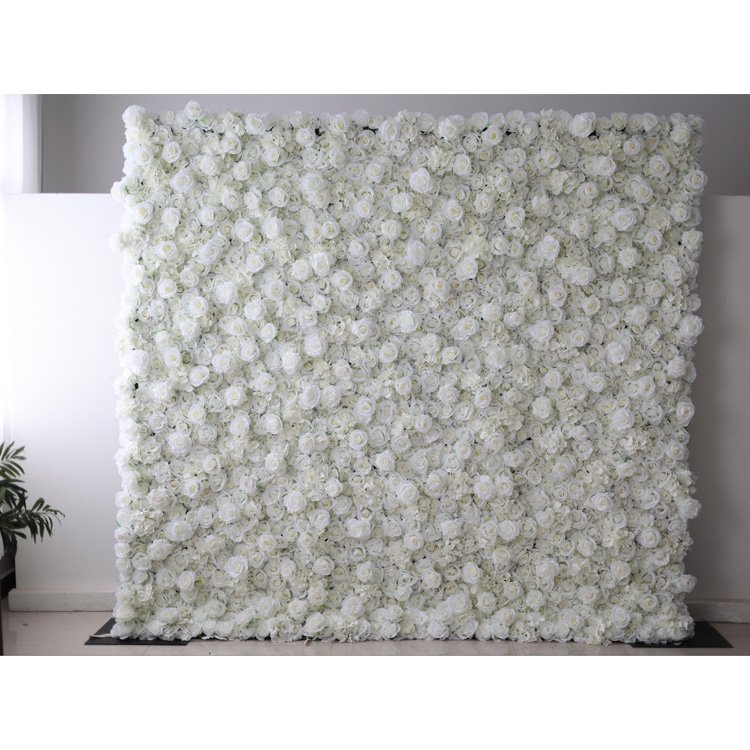 High Quality 8ftx8ft White Rose Hydrangeas Fabric Rolling Up Curtain Flower Wall