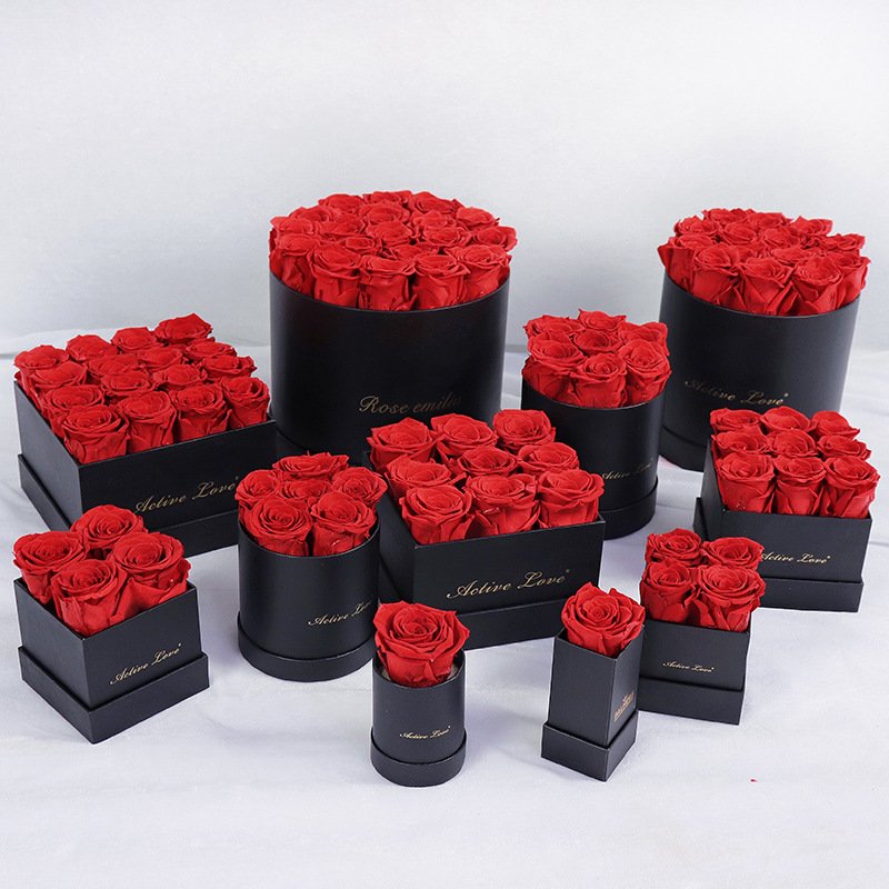 AYOYO Valentines Day Gift Decorations Preserved Flower Real Touch Forever Eternal Rose Acrylic Flower Box