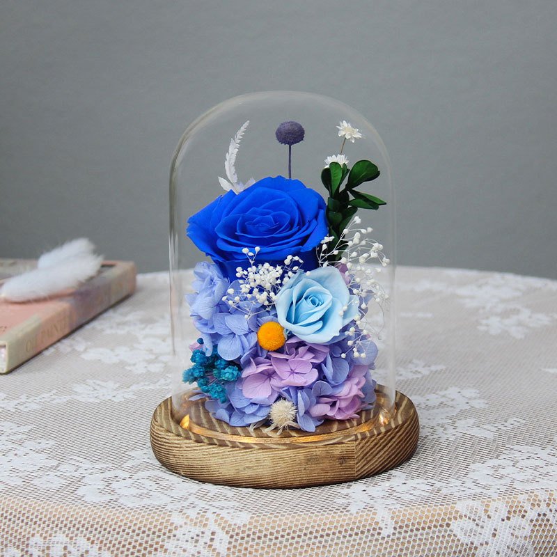 wholesale preserved real roses pieces eternal rose gift box stabilized roses preserved flowers in glass dome for Christmas gift