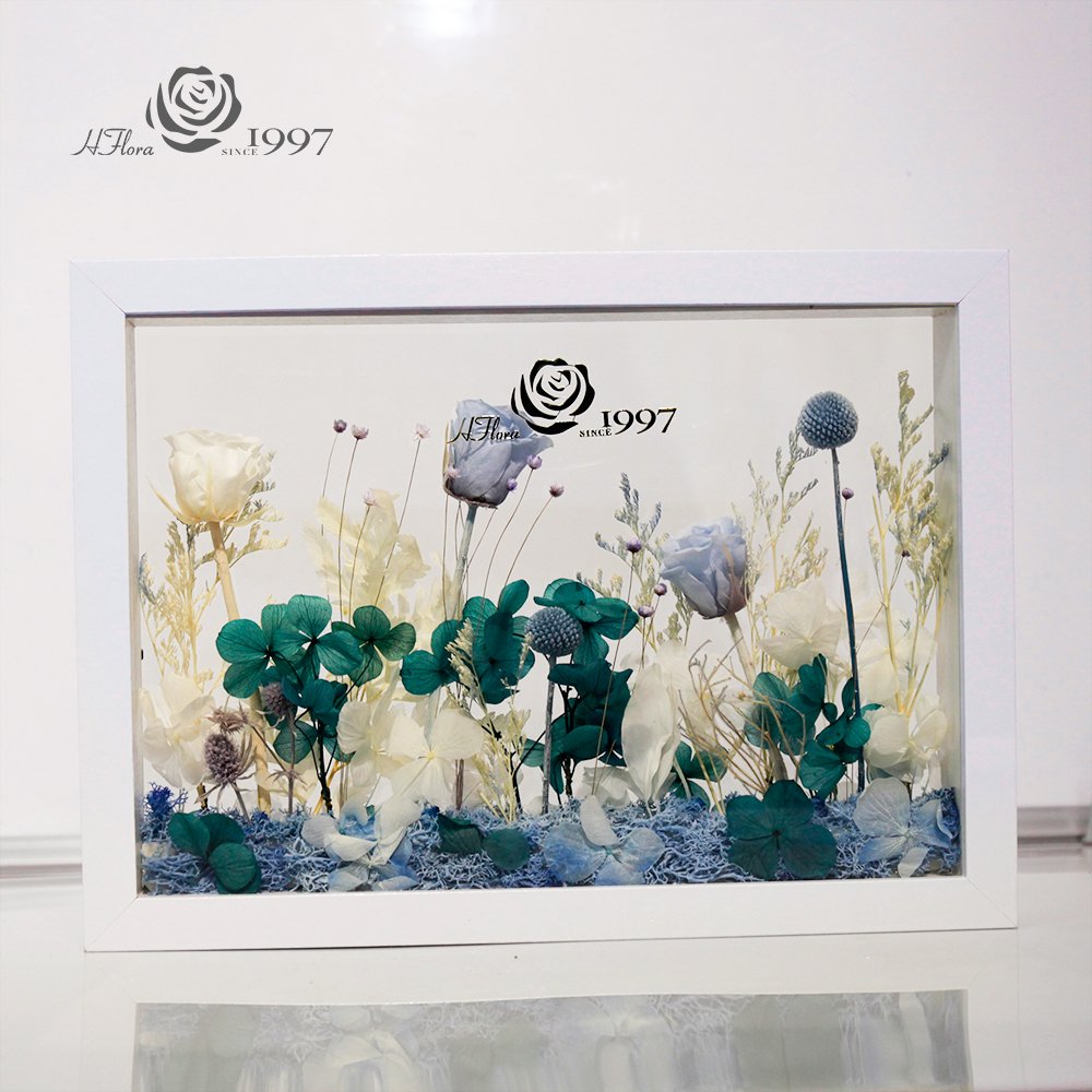 Hfloral DIY Forever eternal flower wooden photo frame new design dry small mini flower bouquet for valentine's day home decor