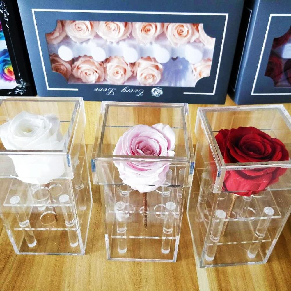 Wholesale 1 roses eternal rose single preserved rose in acrylic box