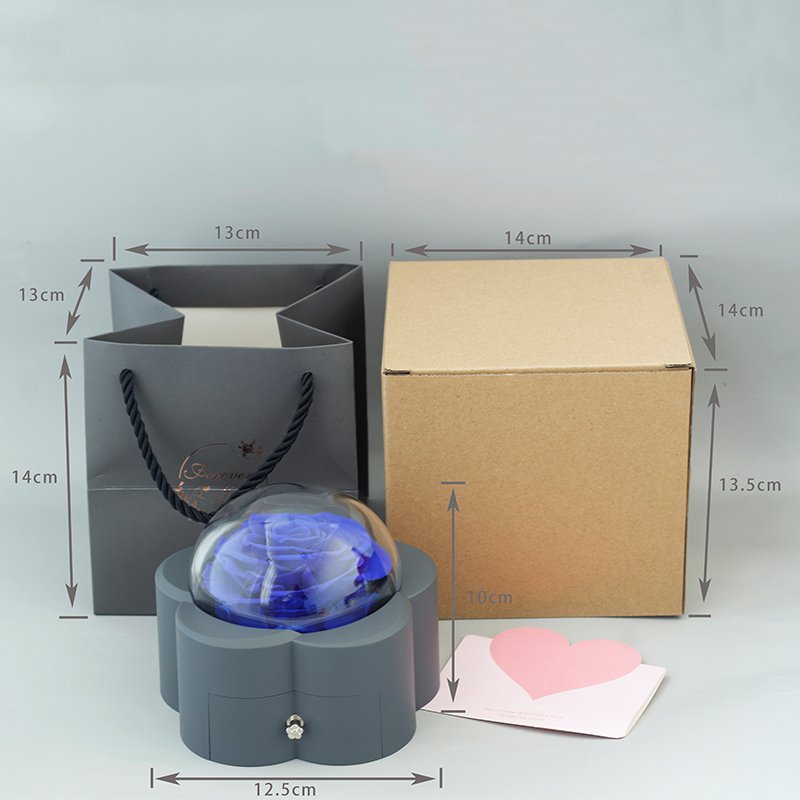 Factory direct sales Holiday Gift Everlasting Rose Gift Box Jewelry Ring Necklace Bracelet Packaging Eternal Flower Jewelry Box
