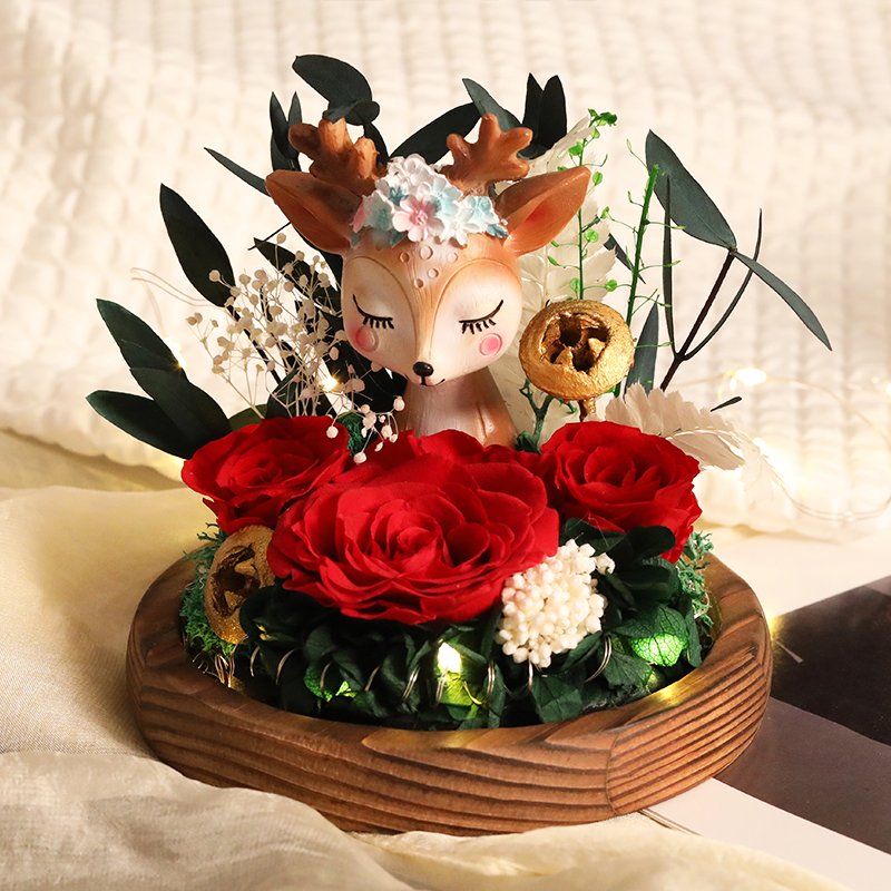 Factory supply eternal rose flowers Weihnachten de adornos navidad preserved rose in glass dome for Christmas decorations