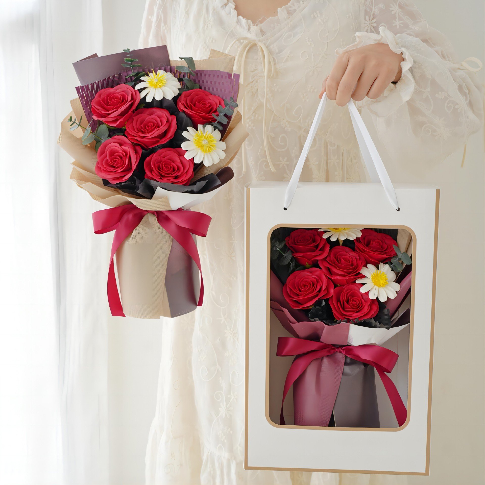 2024 Ins Factory Wholesale Preserved Flower Bouquet For Valentine 's Gift