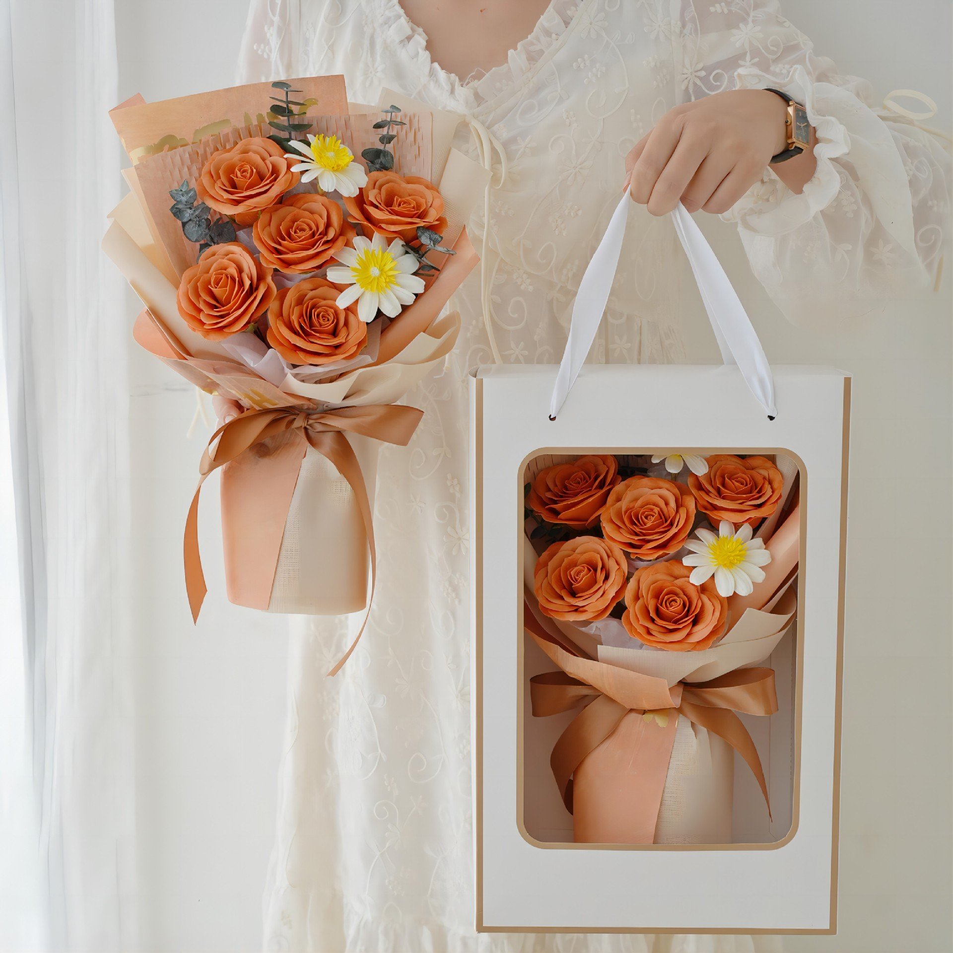 2024 Ins Factory Wholesale Preserved Flower Bouquet For Valentine 's Gift