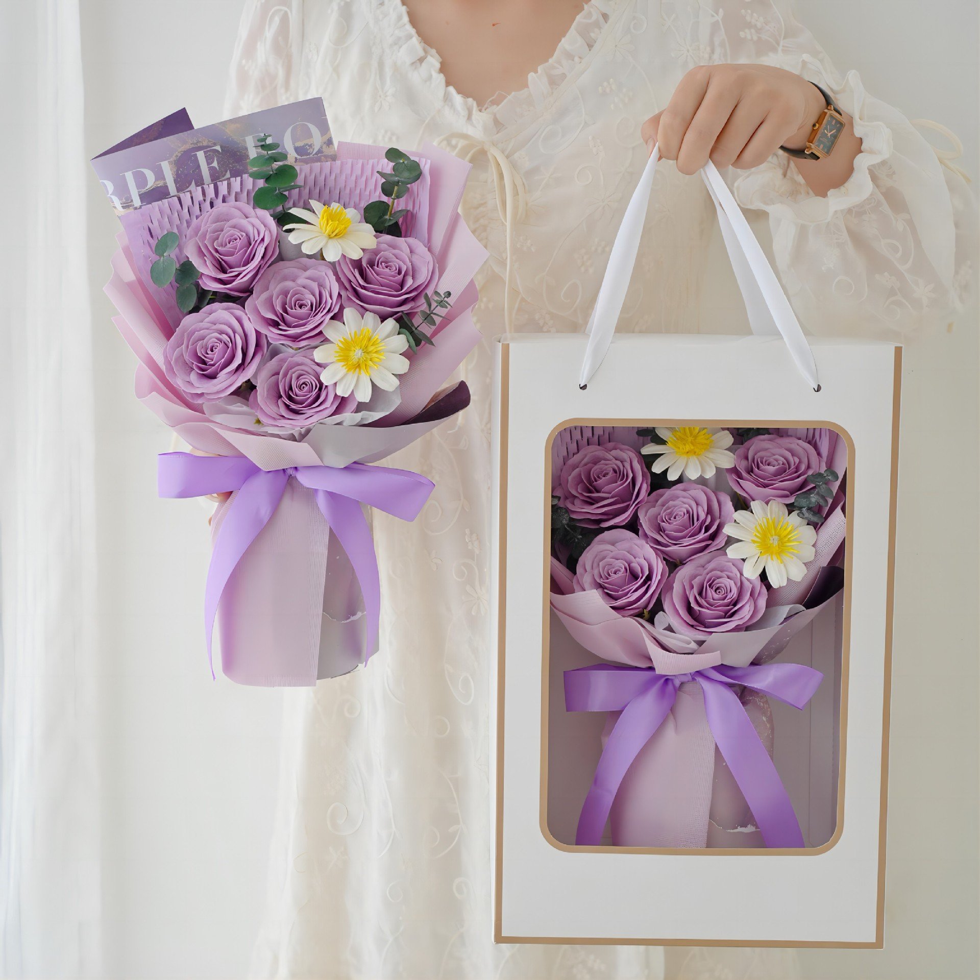 2024 Ins Factory Wholesale Preserved Flower Bouquet For Valentine 's Gift