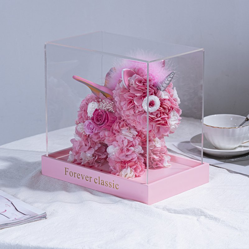 Children's Gift Eternal Flower Unicorn Rose Gift Box Decoration for Girlfriend and Girl Wedding Confession