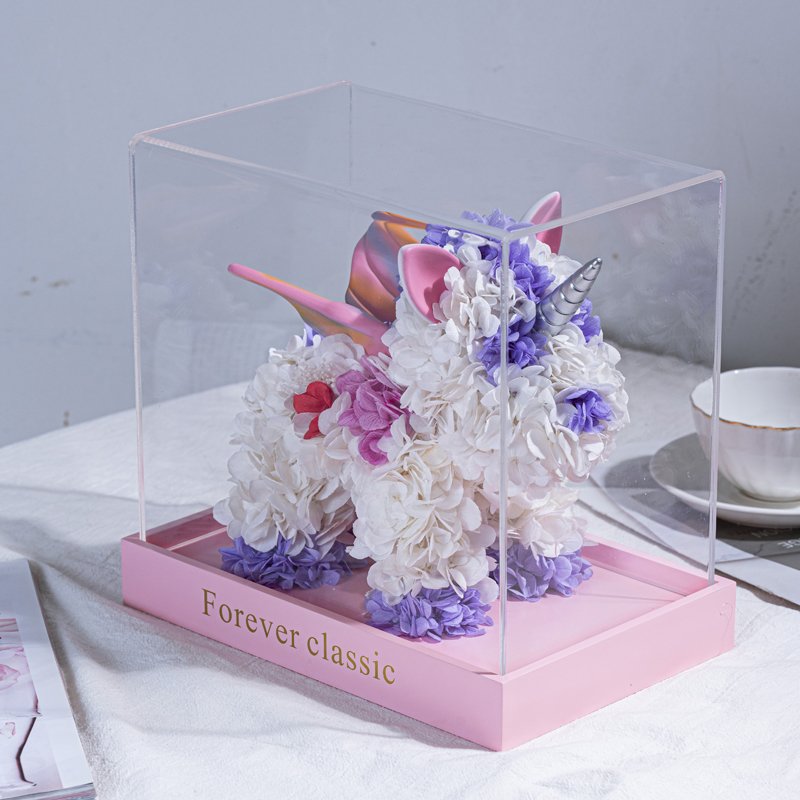 Children's Gift Eternal Flower Unicorn Rose Gift Box Decoration for Girlfriend and Girl Wedding Confession