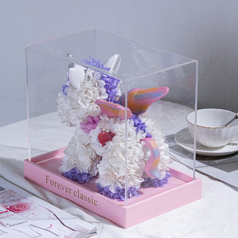 Children's Gift Eternal Flower Unicorn Rose Gift Box Decoration for Girlfriend and Girl Wedding Confession