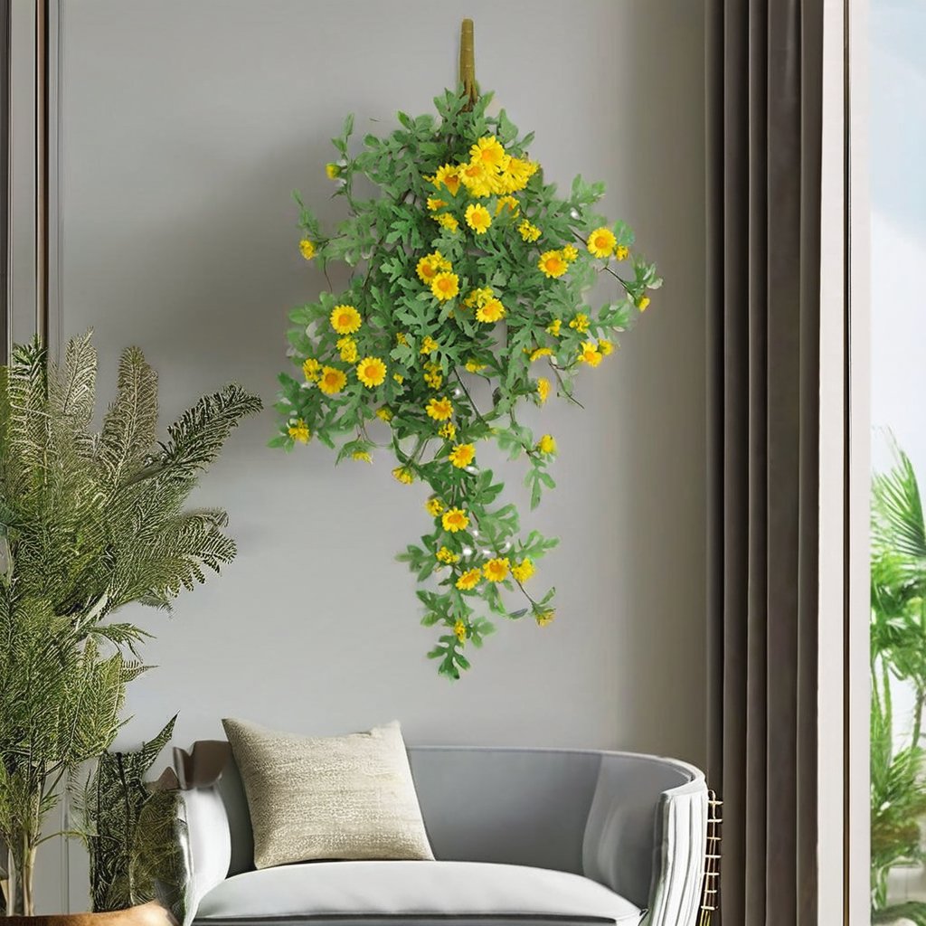 Natural Yellow 80cm Sun Flower Artificial Flowers Bouquet For Home Decoration