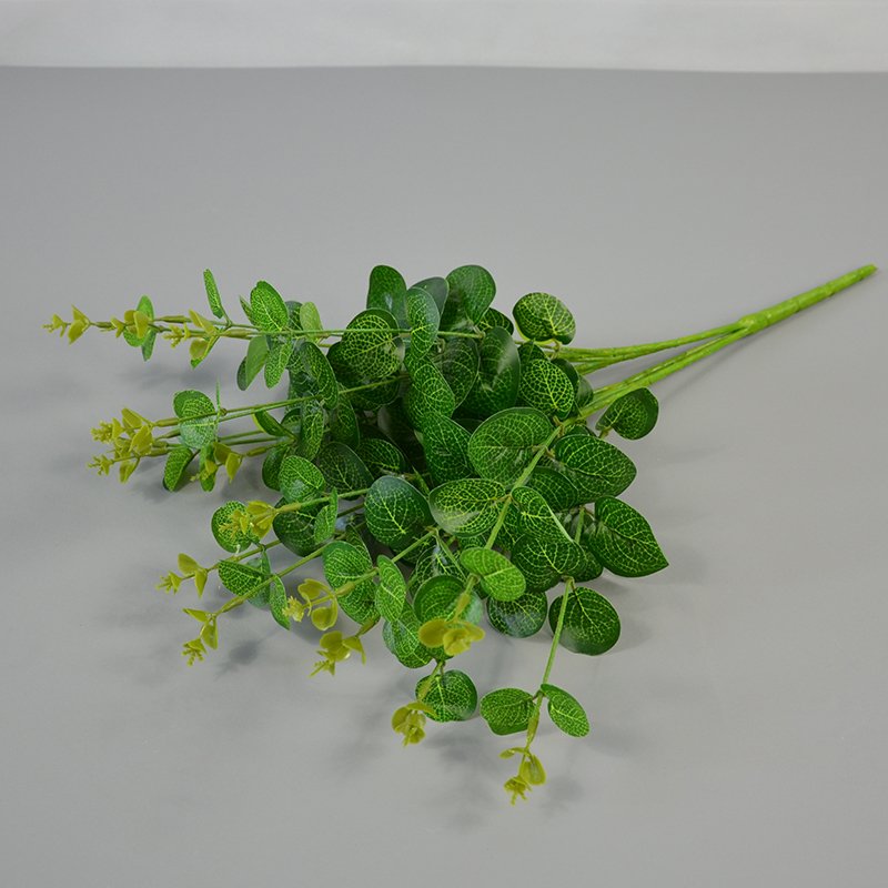Hot Trends Artificial 16 Branches Eucalyptus Faux Silk Plants Eucalyptus Stems Red Green Leaves For Indoor Outdoor Decoration