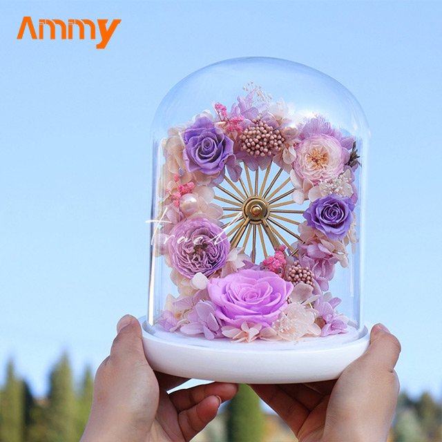 AM-PFA37 Ammy Preserved flowers Mini Ferris Wheel glass dome preserved flowers gift real everlasting rose Valentine's Day gifts
