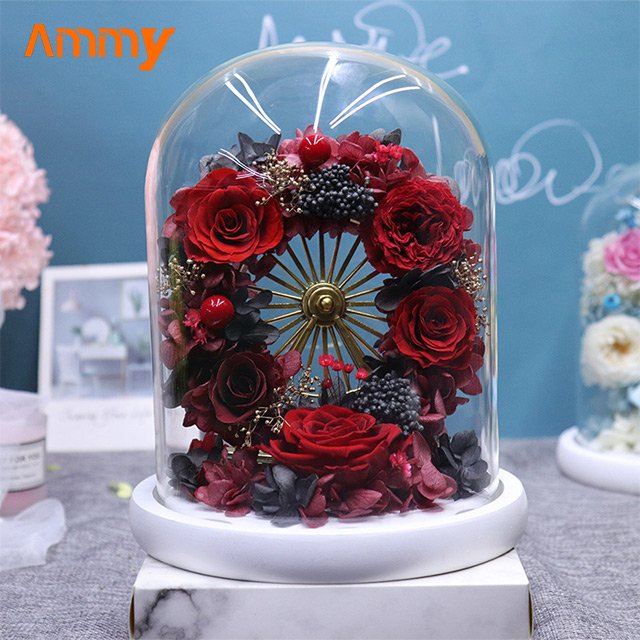 AM-PFA37 Ammy Preserved flowers Mini Ferris Wheel glass dome preserved flowers gift real everlasting rose Valentine's Day gifts