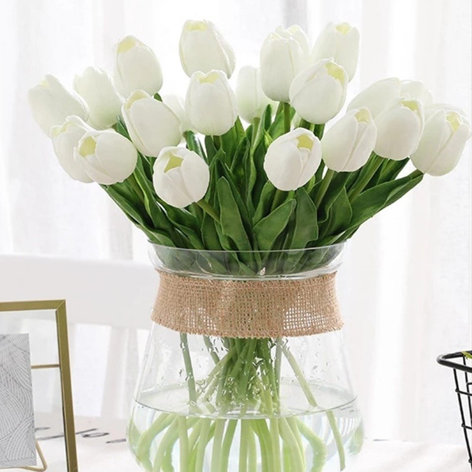PU Leather Tulip 3D LED Light Artificial Flower Home Decor for Weddings Christmas Graduations Halloween New Year