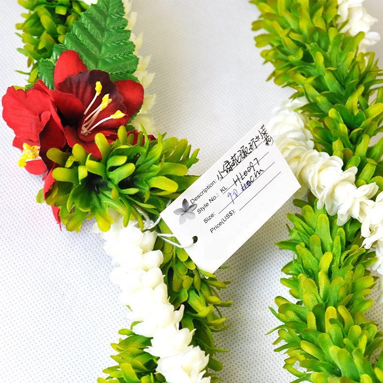 Hawaii Lei Necklace 90CM Green Rose & Mini Jasmine Neck Flower Luau Lei Necklace Micronesian Graduation Party supplies in stock