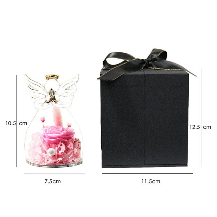 Mother's Day Valentine Popular Gift Guaranteed Quality Unique Multi Colored Preserved Eternal Roses in glass dome angel