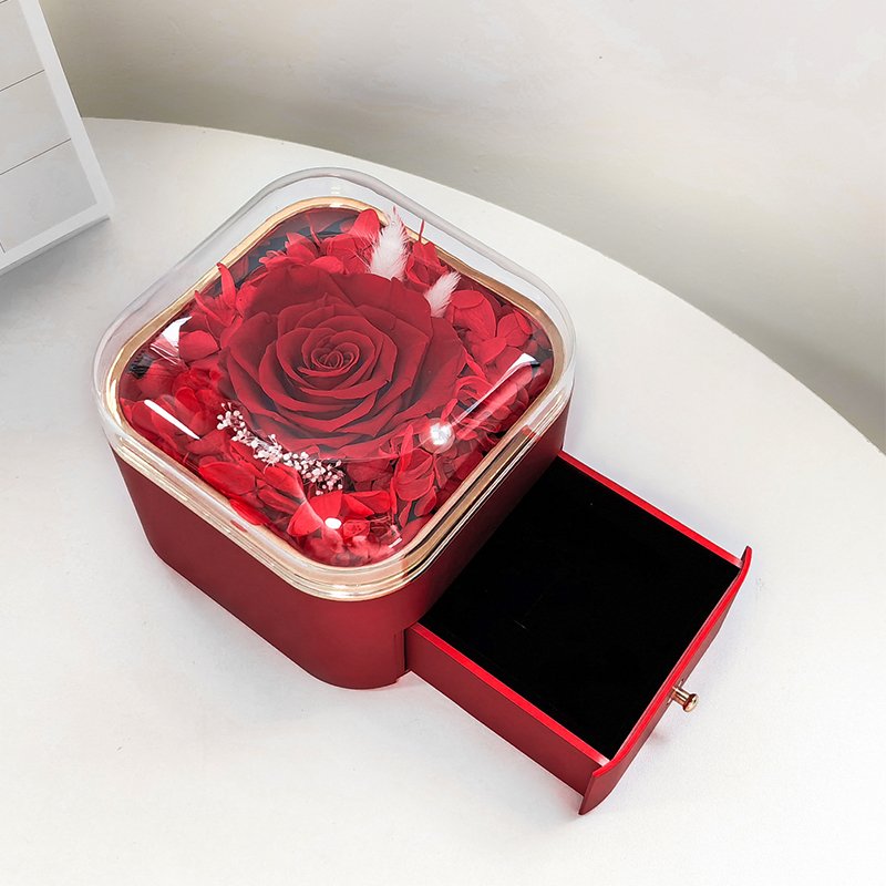 customized Valentines gift eternal Preserved Real Roses preserved rose gifts with necklace
