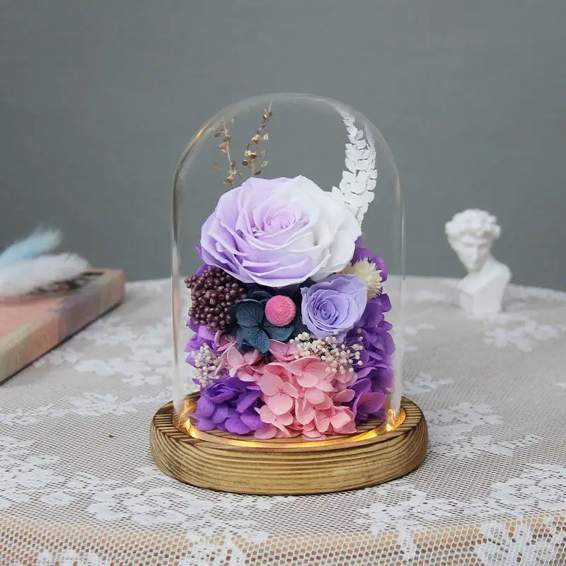 2024 New Arrival Stabilized Eternal Preserved Flower Forever Roses And Plants Everlasting Preserved Rose In Glass Dome Gift Box