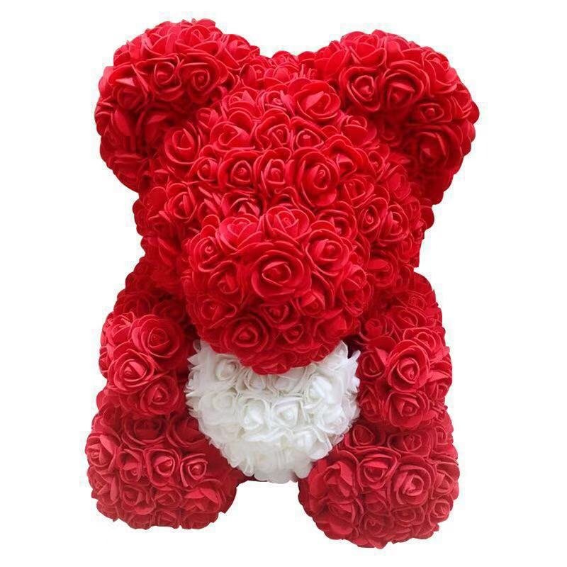 BLH Perfect Valentines Day Gift 40cm Holiday Gift Teddy Bear Made Of Roses Rose Flower Bear With Box Best gift for Valentine's day