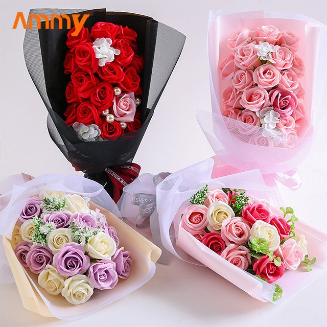 Ammy new Valentine's Day Gift 19 Soap Rose flowers Bouquet box Artificial Flower Creative mother's day Wife Christmas Gifts