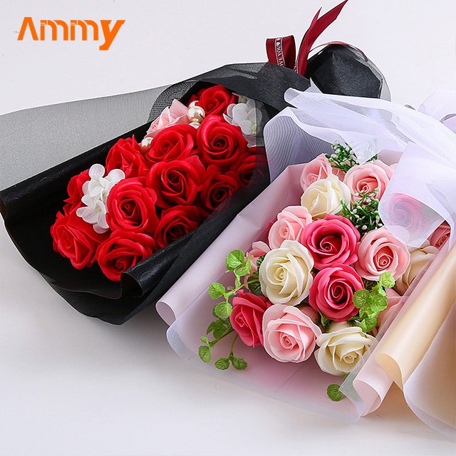 Ammy new Valentine's Day Gift 19 Soap Rose flowers Bouquet box Artificial Flower Creative mother's day Wife Christmas Gifts