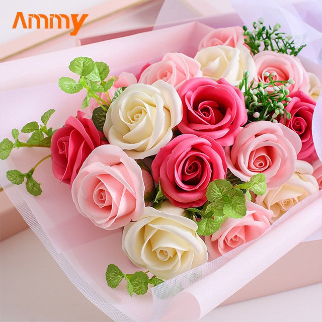 Ammy new Valentine's Day Gift 19 Soap Rose flowers Bouquet box Artificial Flower Creative mother's day Wife Christmas Gifts