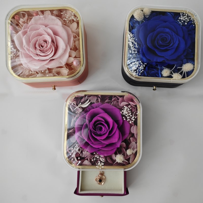 First choice for gift Preserved Eternal Flowers Preserved Rose With Jewelry Box for confession and proposal