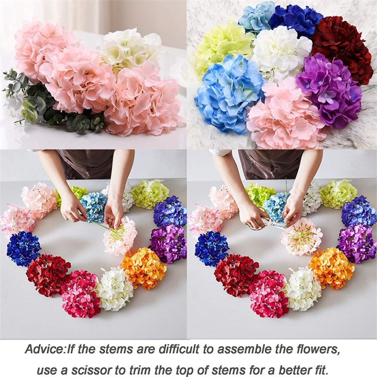 White Hydrangea Silk Flowers Heads Ivory White Full Hydrangea Flowers Artificial with Stems for Wedding Home Party