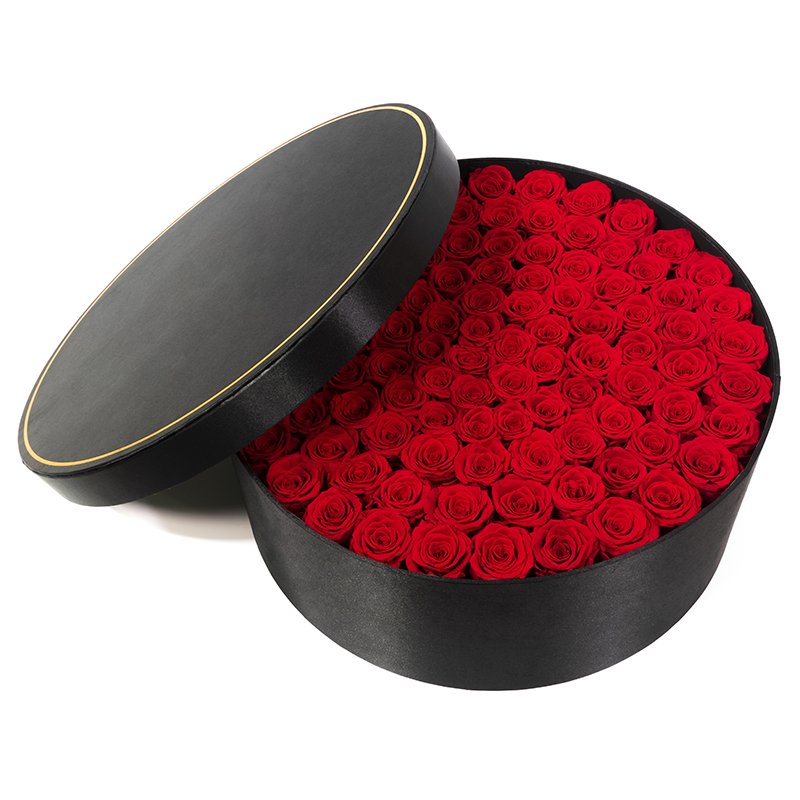 Wholesale Customized high quality natural eternal roses boxes preserved rose in round box flower for Christmas Valentines days