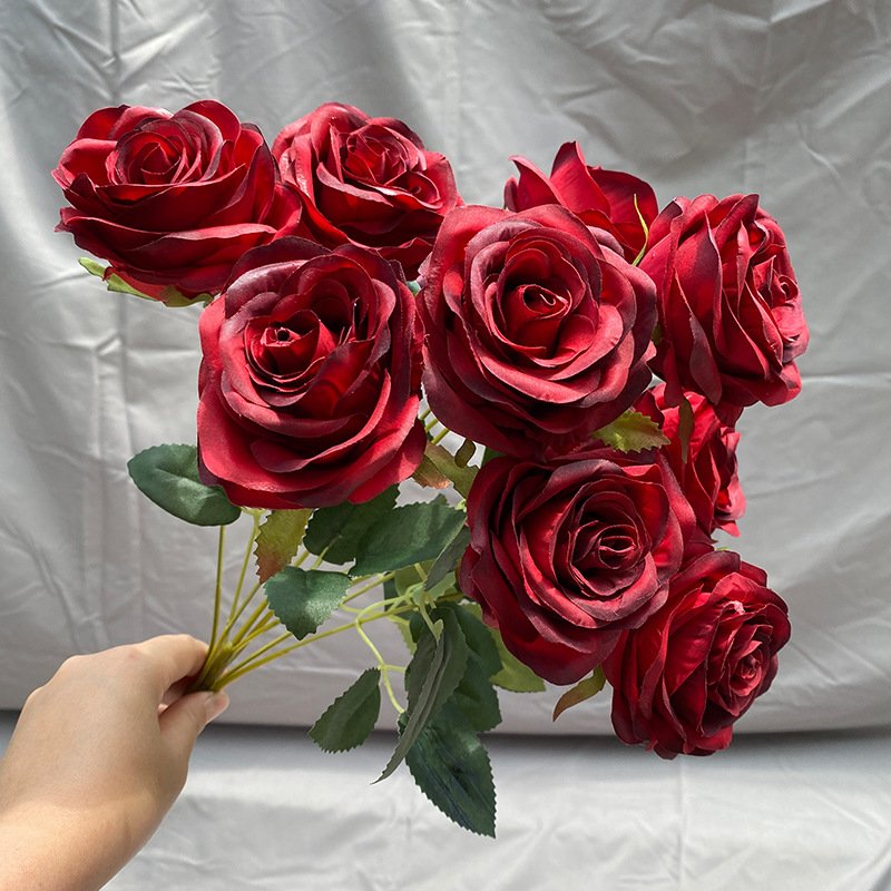 Artificial Flowers Real Touch Rose Stem For Wedding Party Home Decoration