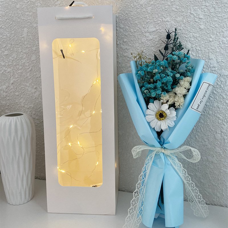 Forget Me Not Gypsophila Immortal Flower Small Bouquet Small Daisy Soap Flower Dried Flower Bouquet Portable Gift Box