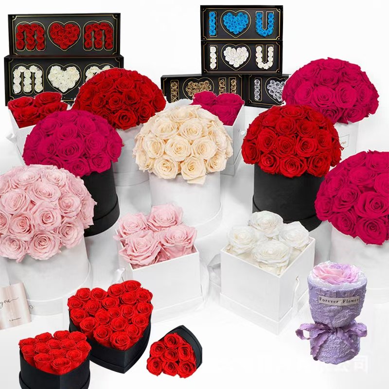 Rich Style Decorative Flowers Valentines Day Christmas Gift Immortal Infinity Eternal Forever Stabilized Preserved Roses Box