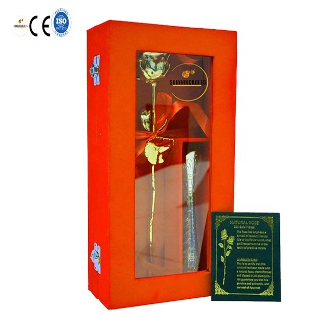 2022 Valentine's Day 24k Gold Plated Rose with Stunning Vase