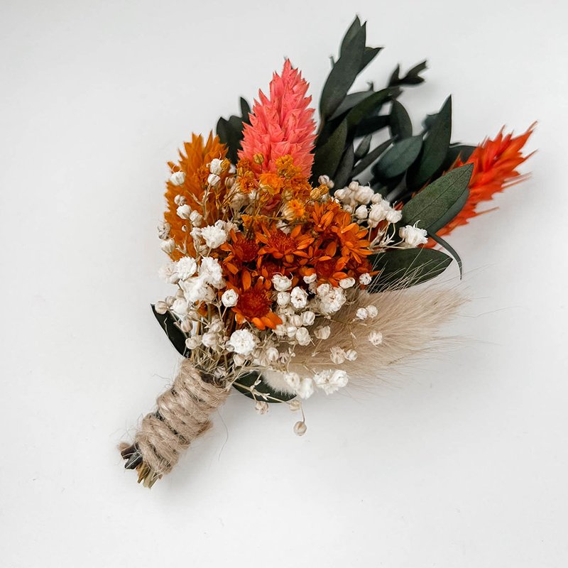 DIY Fall Autumn Wedding Dried flower Boutonniere Greenery Eucalyptus Grooms Buttonhole Groomsmen Accessories Floral Mini Bouquet