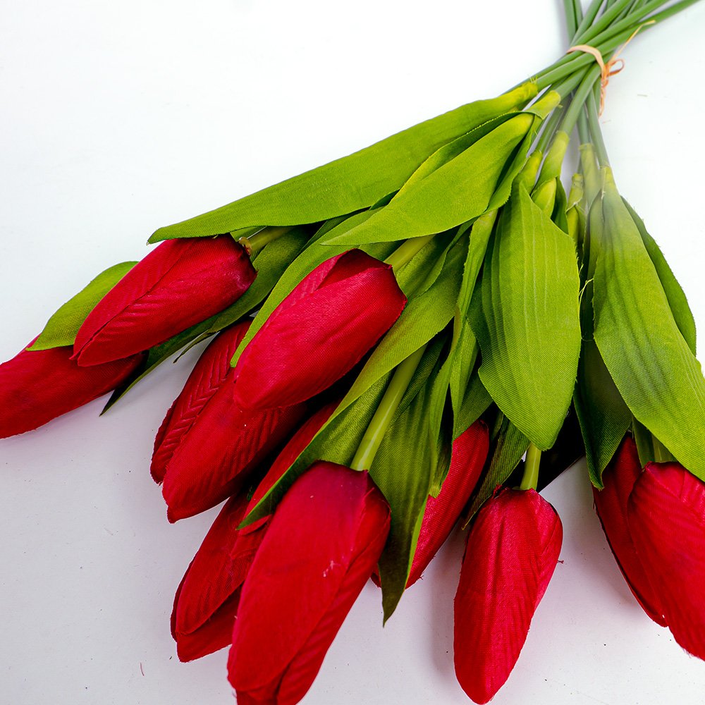 Artificial Flowers Bouquet Silk Tulips Flowers for Cemetery Faux Flower Arrangements for Wedding Home Office Dining Table