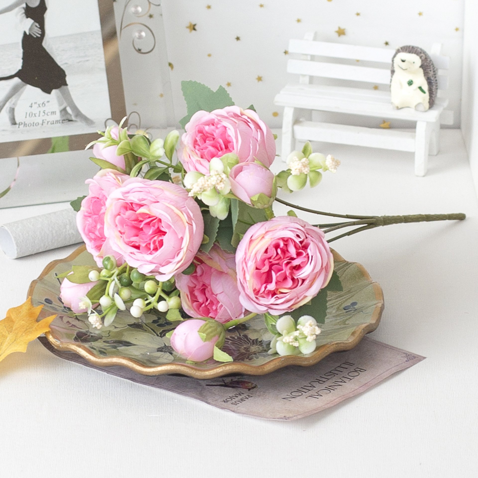 Customized simulation of 5 spring colored peonies for home decoration wedding and rose bouquet decoration