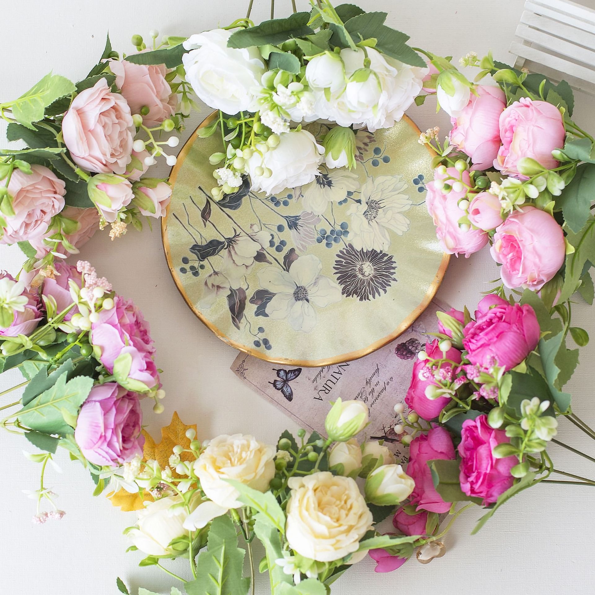 Customized simulation of 5 spring colored peonies for home decoration wedding and rose bouquet decoration