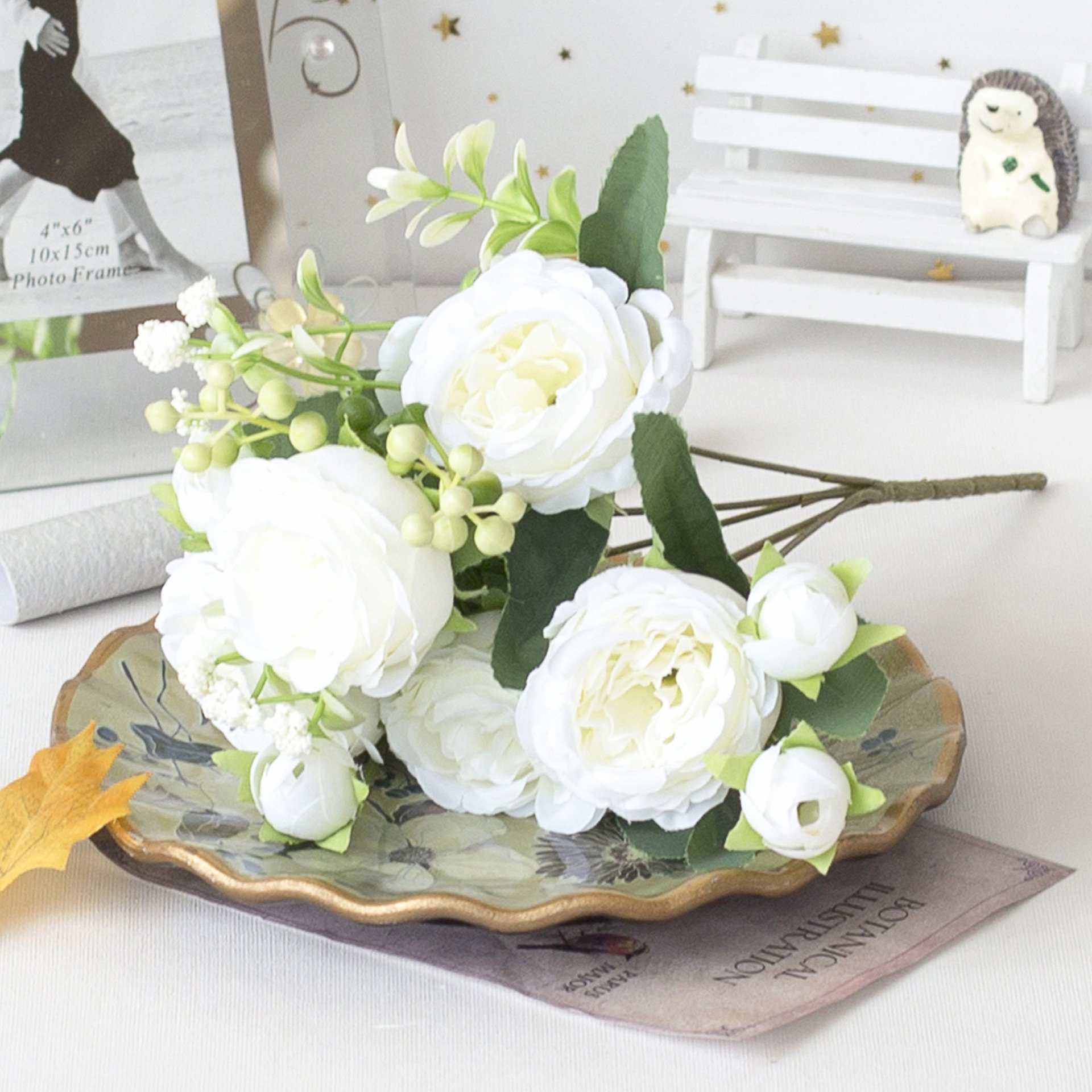 Customized simulation of 5 spring colored peonies for home decoration wedding and rose bouquet decoration