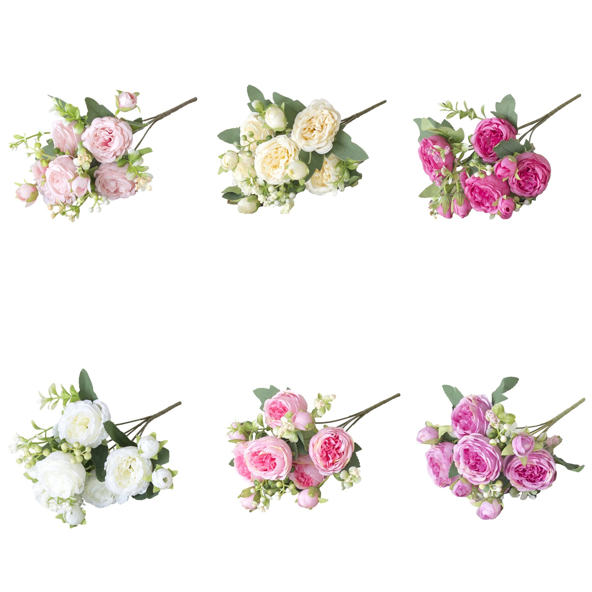 Customized simulation of 5 spring colored peonies for home decoration wedding and rose bouquet decoration
