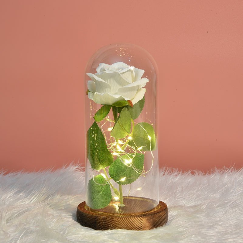 Valentines Day Gift LED Everlasting Eternal Forever Preserved Rose Flower in Glass Dome