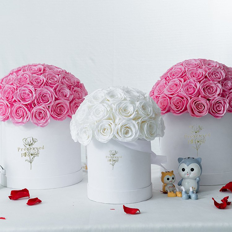 Mushroom Shape Real Natural Preserved Roses Long Lasting Immortal Eternal Forever Flowers Arrangement Box Natural Plants Flowers