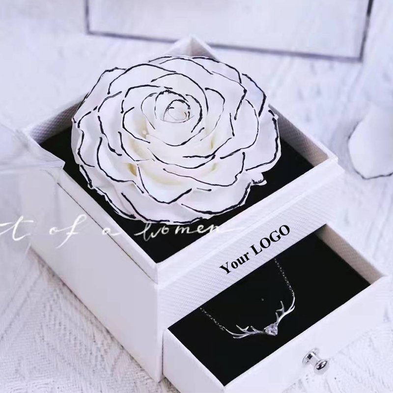 New Wedding Home Decoration Handicraft Forever Preserved Eternal Rose Flower in Jewelry Box