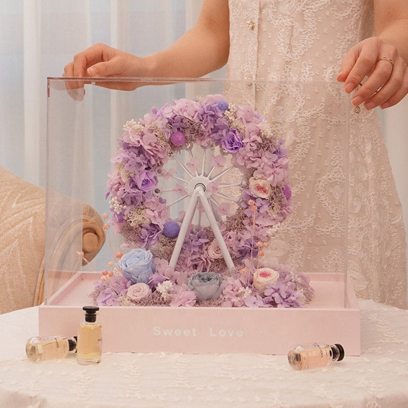 Stock Fast Dispatch Ferris Wheel Rose Gift Box Valentine's Day Gift Christmas Eternal Flowers Pink Preserved Flower