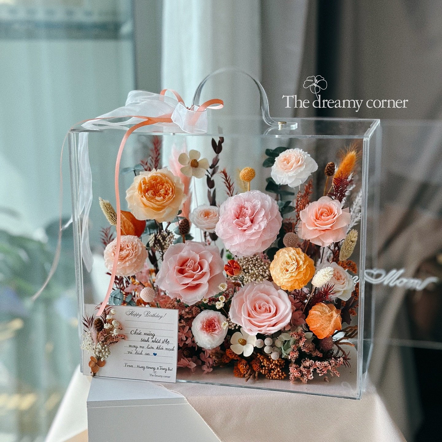 premium flower box forever roses acrylic flower box home decor portable preserved flowers gifts